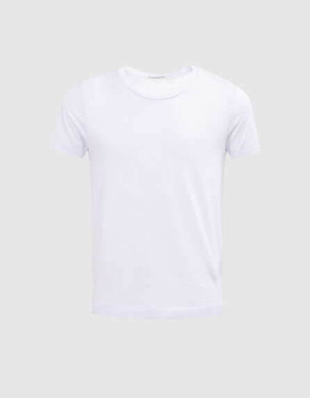 Wit katoenen T-shirt in katoen-modal Heren