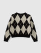 Girls’ black Argyle knit cardigan-3