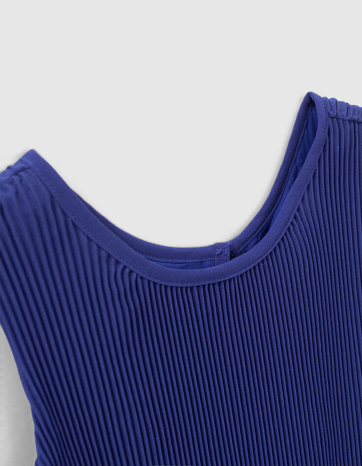 Camiseta de tirantes azul fluida plisada niña-2