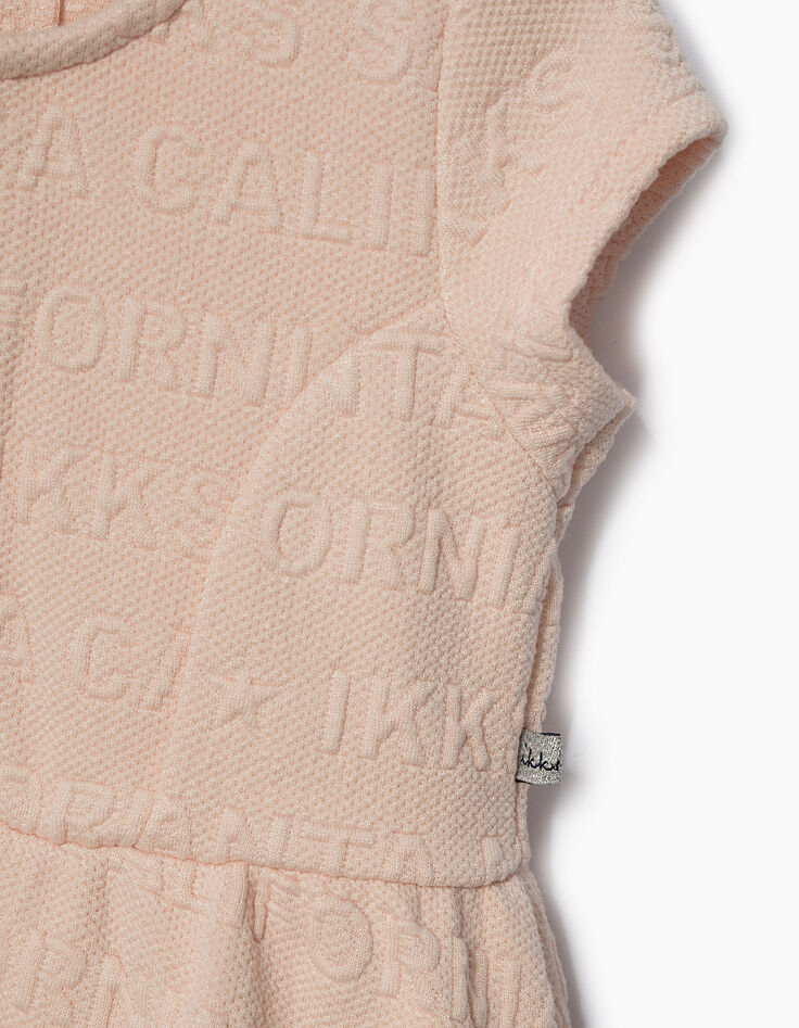 Robe rose poudré maille embossée bébé fille-5
