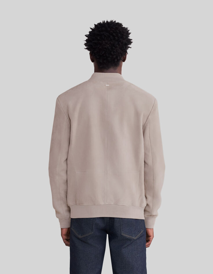 Beige bomber in su&egrave;deleer Heren-3