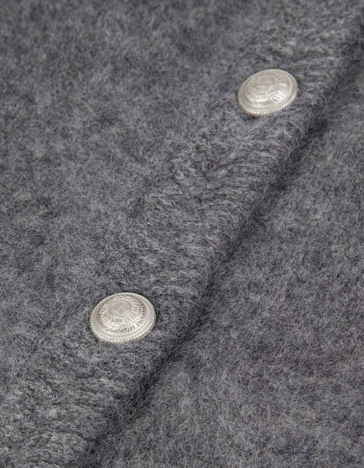 Cardigan gris tricot mousseux 100% laine Femme-8