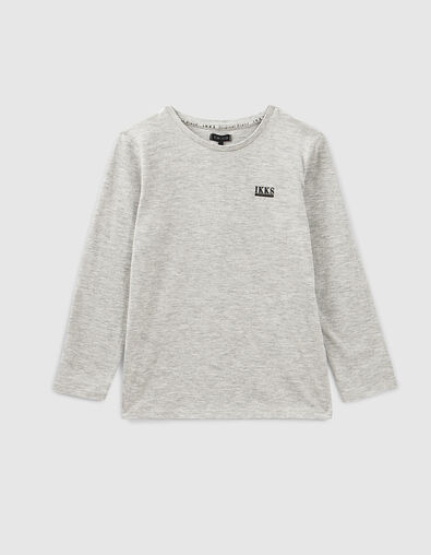 Camiseta gris jaspeado medio Essentiel algodón bio - IKKS