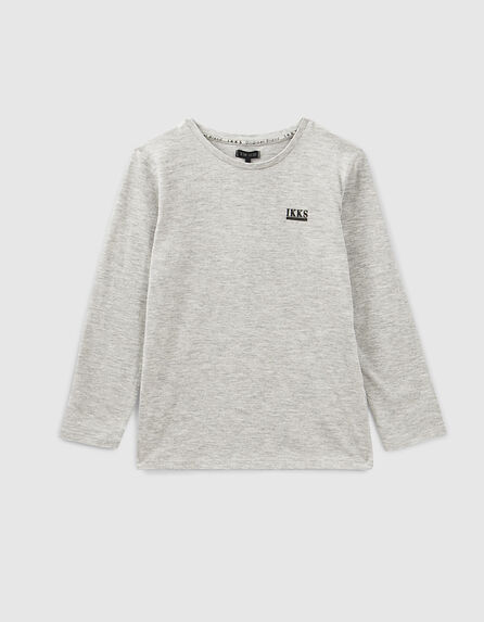 Camiseta gris jaspeado medio Essentiel algodón bio niño