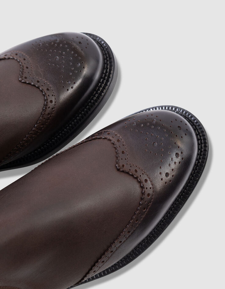 Bruine leren chelsea boots hoge schacht Heren-6