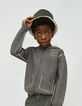 Cardigan gris chiné à coutures apparentes garçon -6