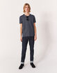 Tee-shirt bleu foncé jacquard faux-uni Homme-6