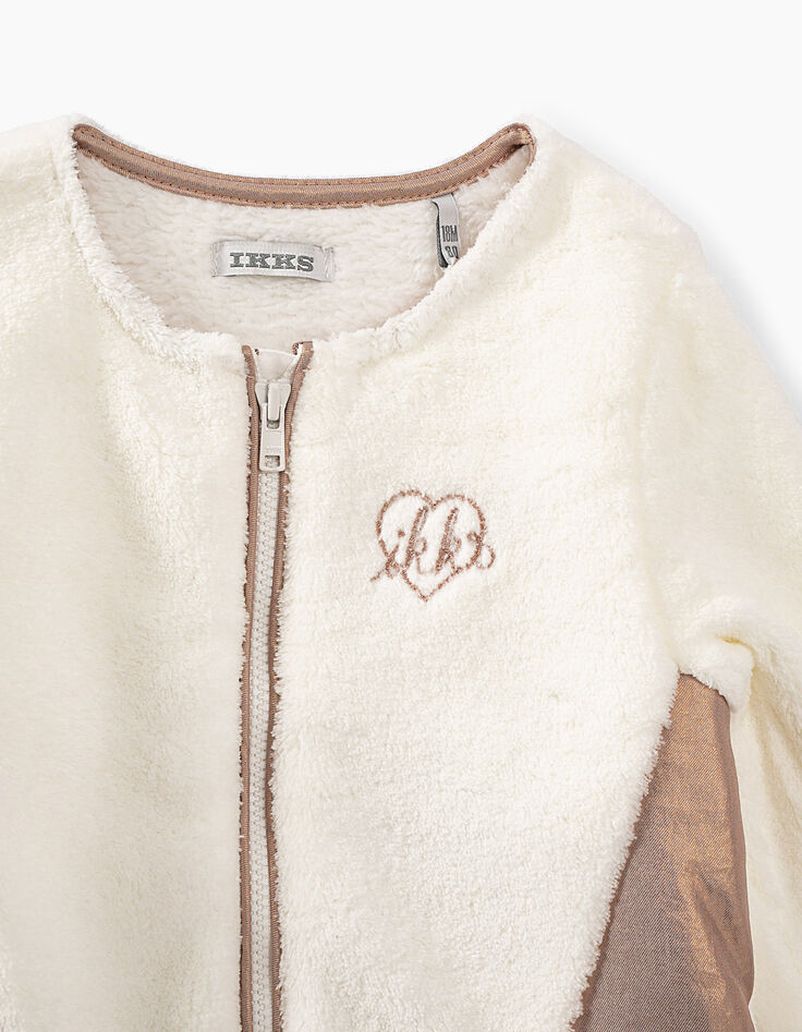 Cardigan blanc cassé fourrure synthétique bébé fille-3