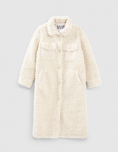 Lange ecru mantel in Sherpa meisjes - IKKS