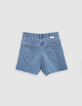 Short en jean bleu bords frangés fille-7