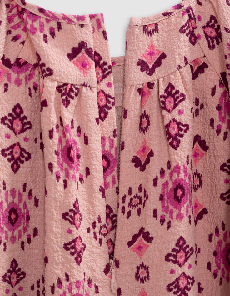 Robe rose imprimé maxi ethnique fille-5