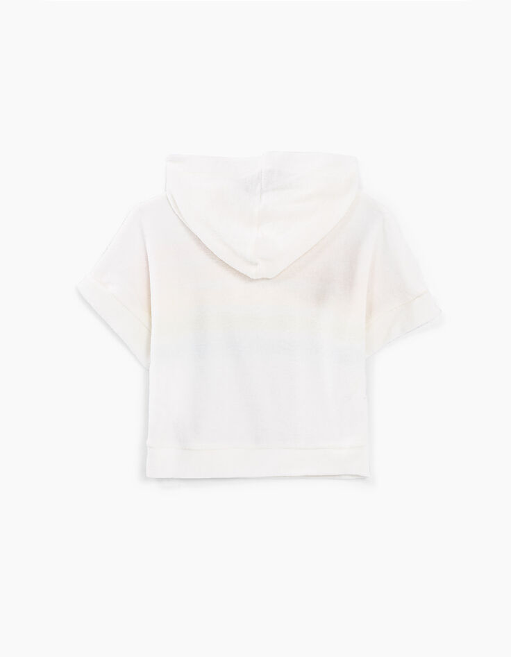 Sweat éponge blanc cassé à rayures arc-en-ciel fille-3