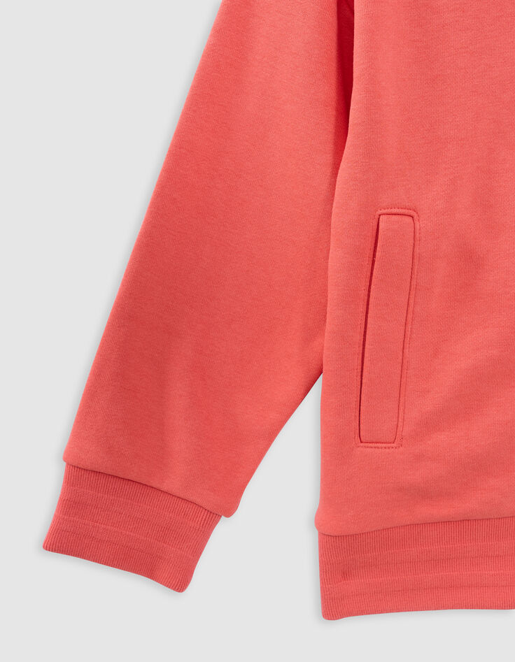 Cardigan rouge zippé à capuche maxi broderie dos garçon-8