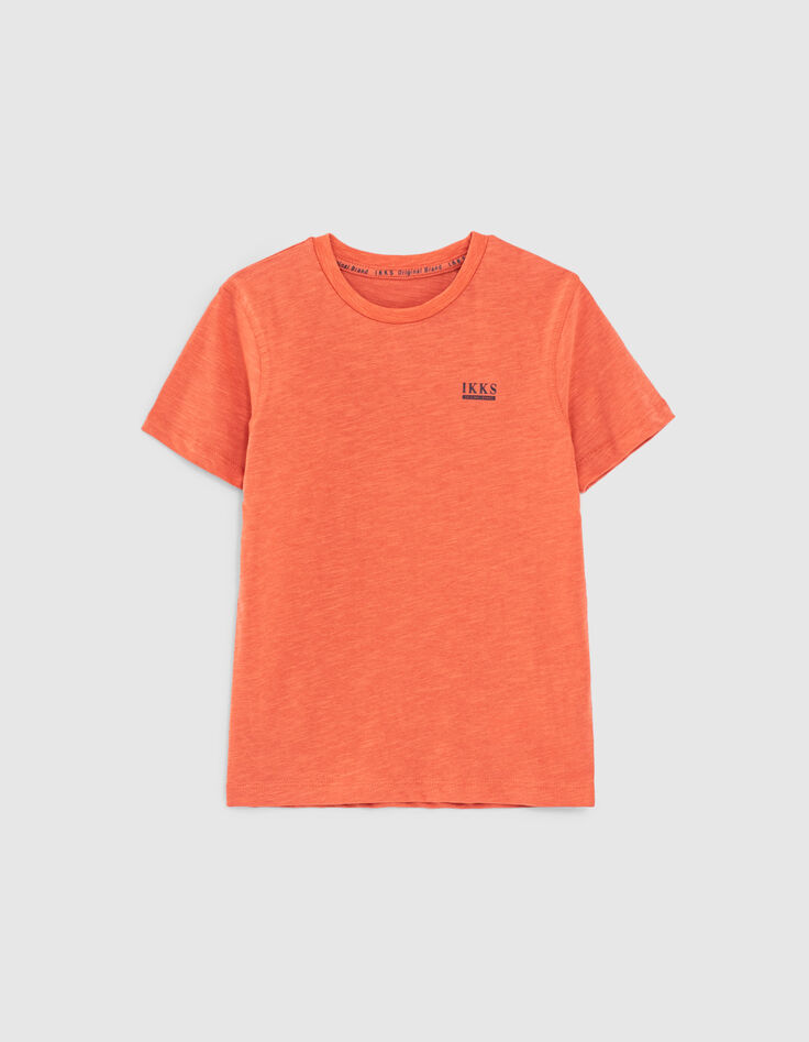 Boys’ coral organic cotton Essential T-shirt-1
