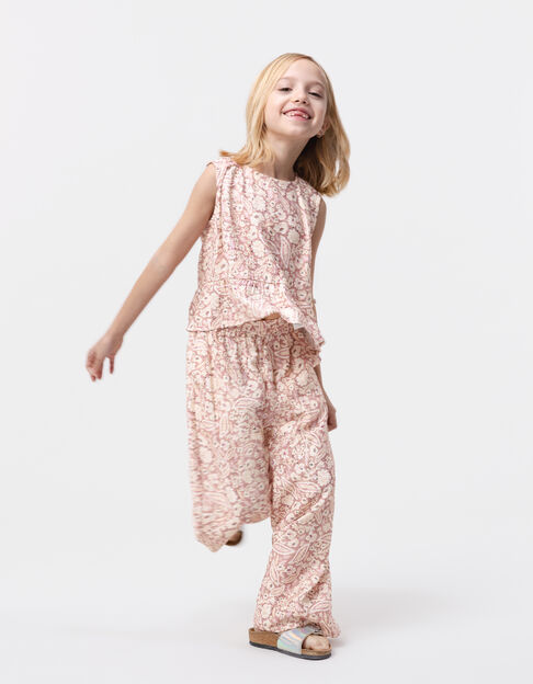 Rosa Mädchenbluse mit floralem Kaschmirprint - IKKS