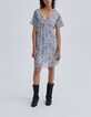 Women’s ecru ikat diamond print dress with laced back-1
