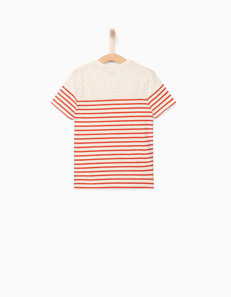 Camiseta marinera blanco roto y rojo niño -4