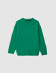 Grüner flauschiger Strickpullover für Jungen-1