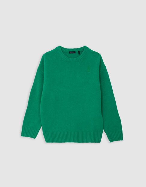 Grüner flauschiger Strickpullover für Jungen - IKKS
