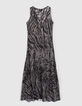 Pure Edition-Women’s grey long zebra print dress-6