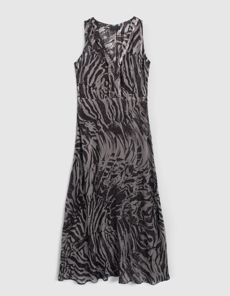 Pure Edition-Women’s grey long zebra print dress-6