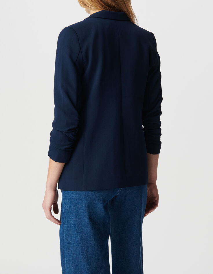 Damesjasje in marineblauw met 3/4 mouwen en ruches-3