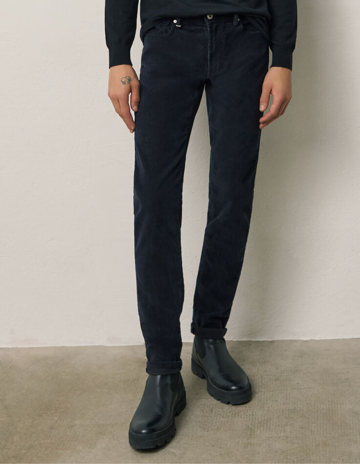 Pantalón SLIM terciopelo negro Hombre -2