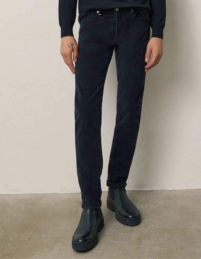 Men’s black corduroy SLIM trousers - IKKS