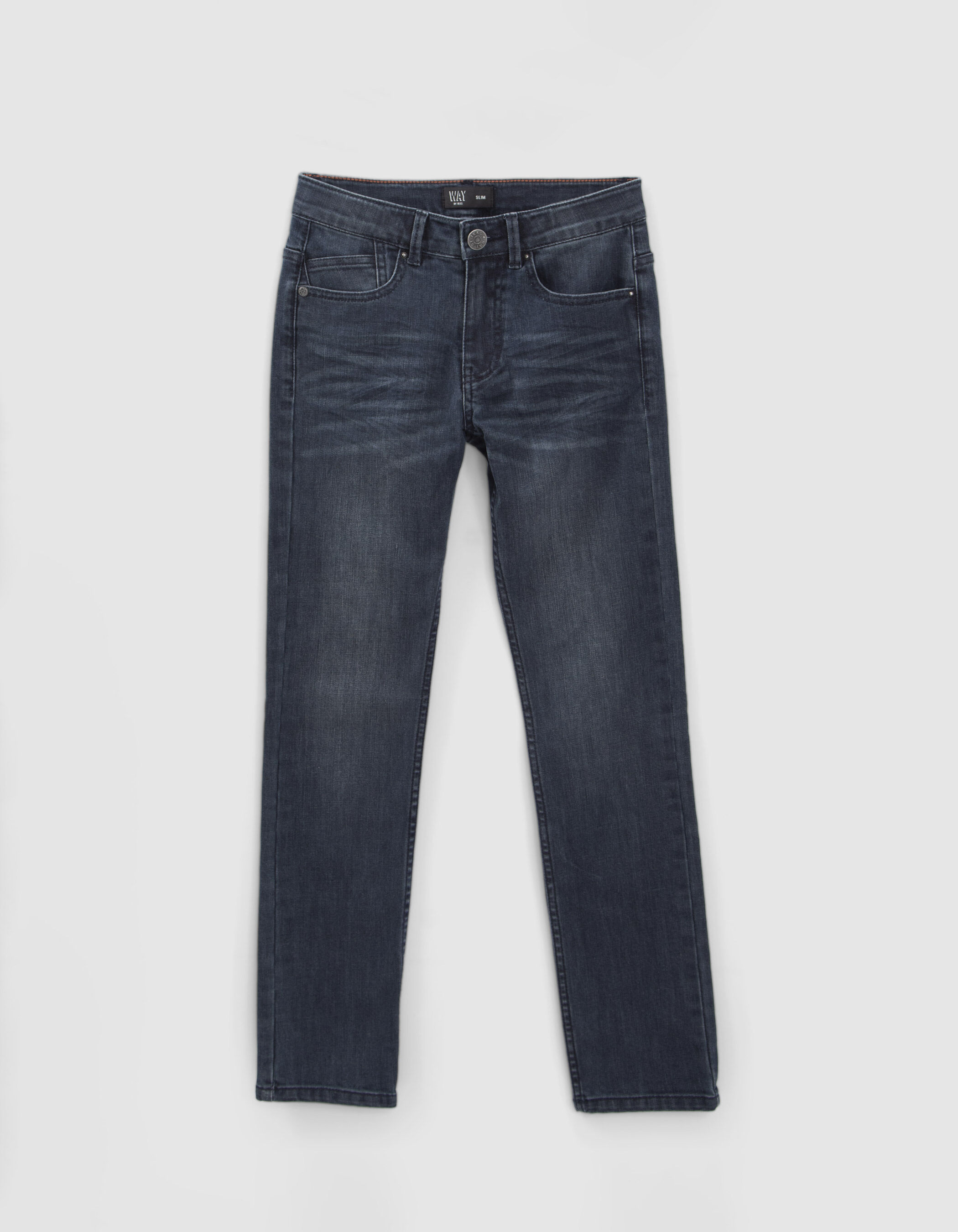 Jean SLIM bleu avec usures placees garcon IKKS