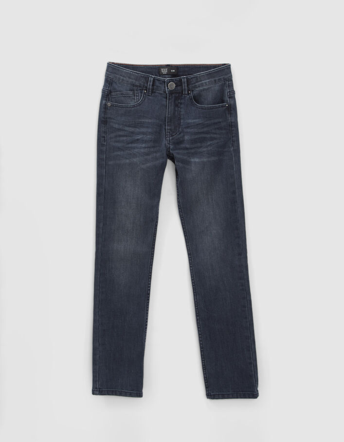 Blaue SLIM-Jungenjeans mit platzierter Used-Optik-1
