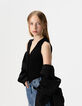 Girls’ black knit sleeveless waistcoat-3