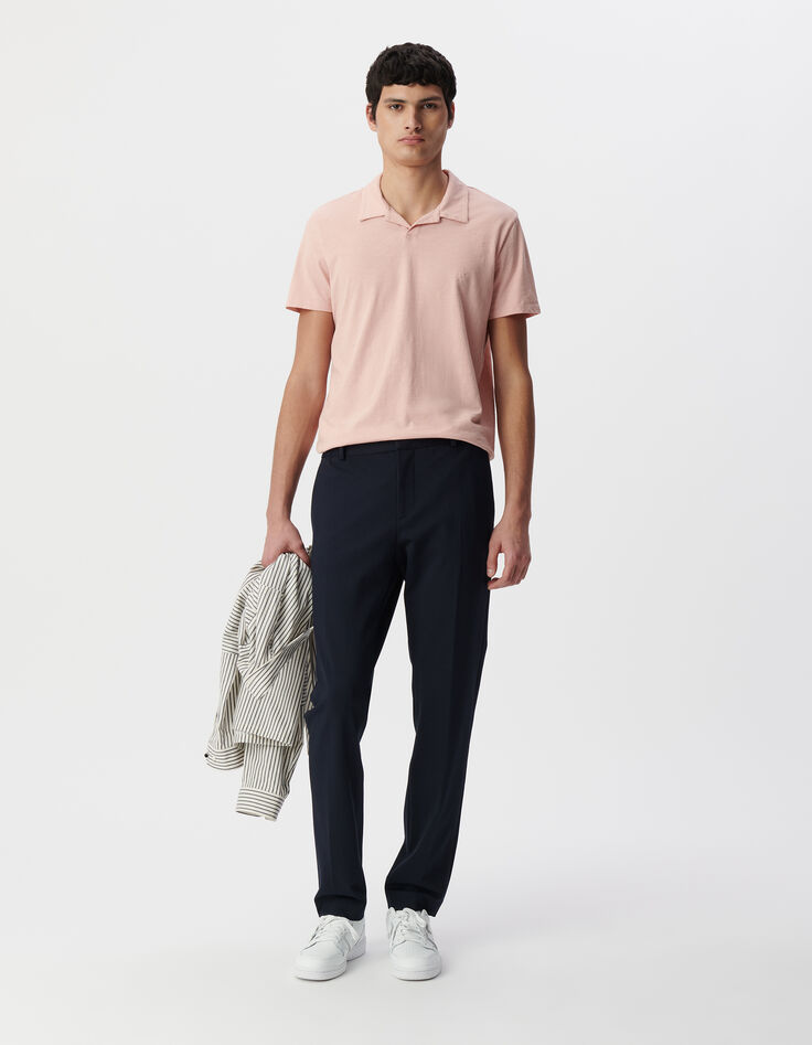 Polo REGULAR rose coton bio flammé Homme-1
