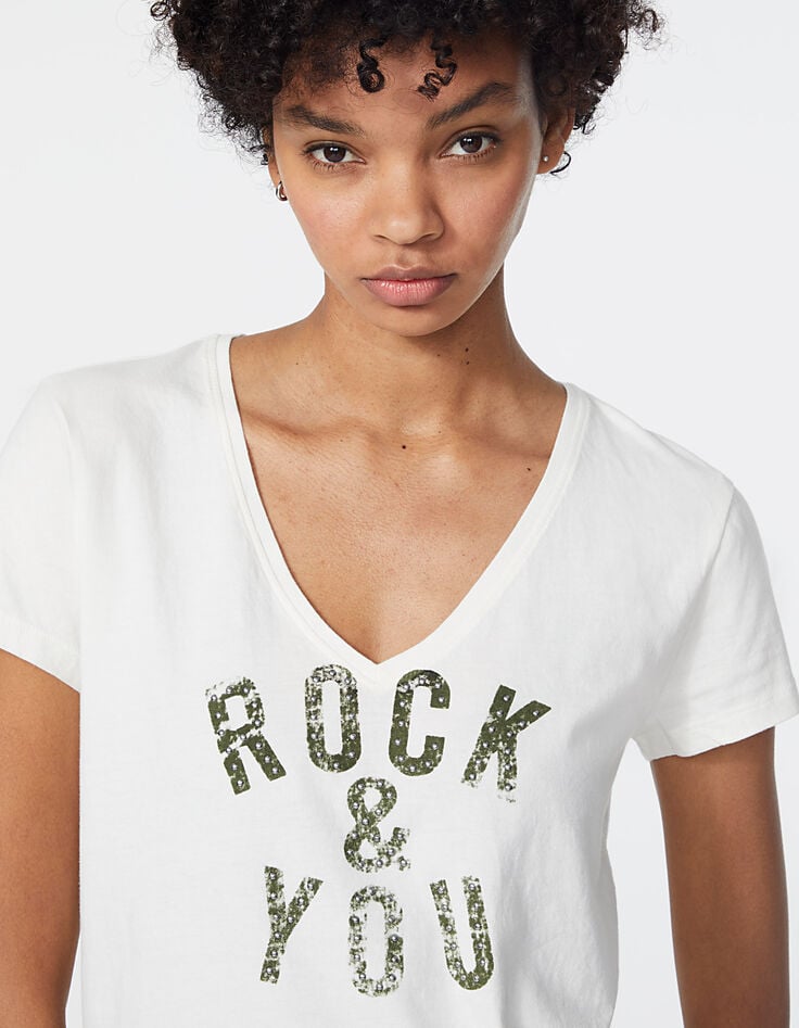 Women’s white acid wash treatment organic cotton T-shirt-4