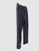 Jogging marine bandes lurex c&ocirc;t&eacute;s fille-7