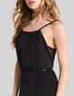 Lange zwarte jurk gerecycleerd meshdetail rug Dames-3