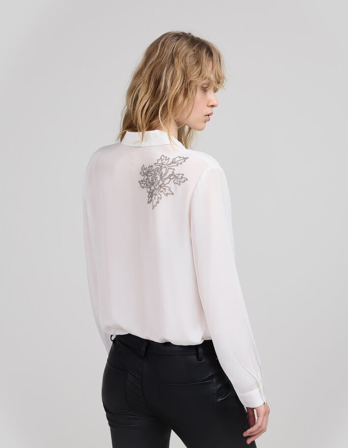Women's off-white shirt with bead embroidery - IKKS