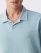 Herrenpoloshirt REGULAR, hellblau, Biowolle, geflammt-4