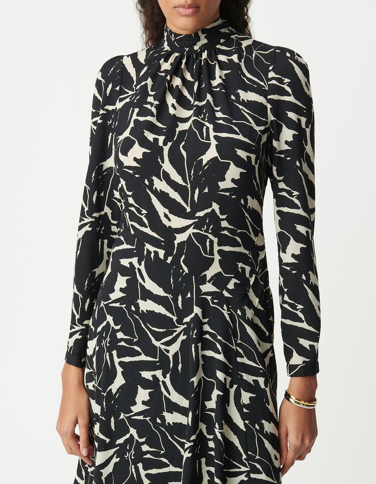 Jurk met zwarte zebrabloemenprint Dames-2