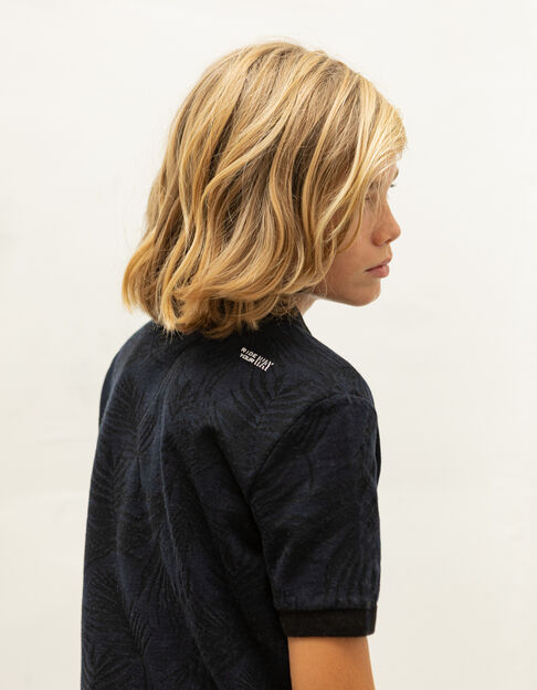 Polo marine jacquard palmes garçon