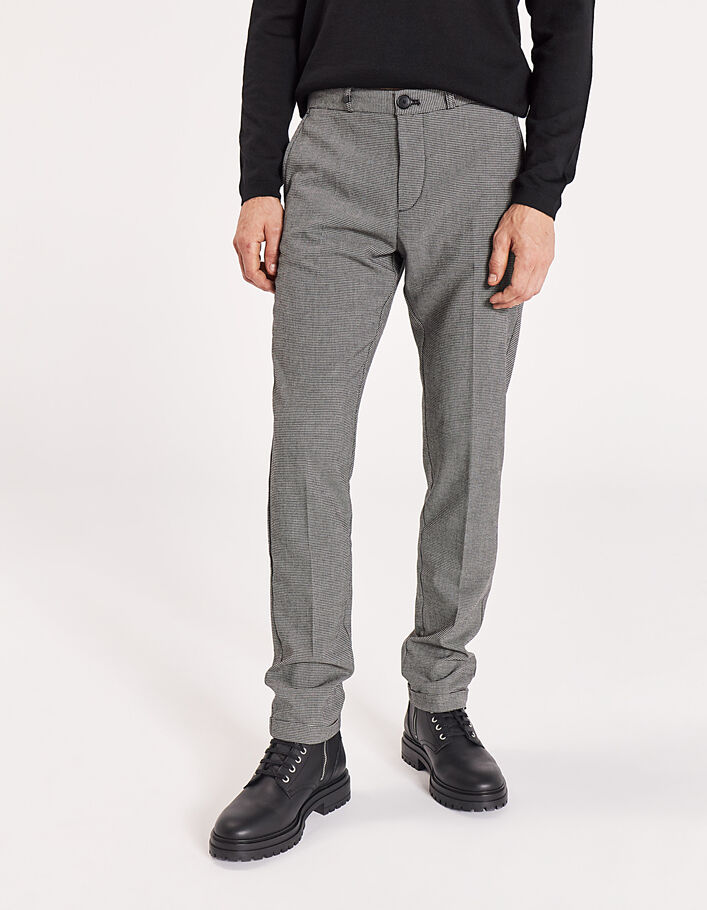 Zwarte CROPPED broek pied-de-poule Heren-1