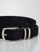 Cinturón negro de cuero nobuk con doble trabilla para hombre-4