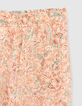 Pfirsichrote M&auml;dchenhose Viskose mit Blumenprint-5