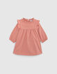 Rosa Kleid mit Ton-in-Ton-Stickerei Baby-Mädchen-1