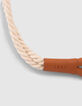 Ceinture à nouer en corde beige avec boucle cuir Femme-4