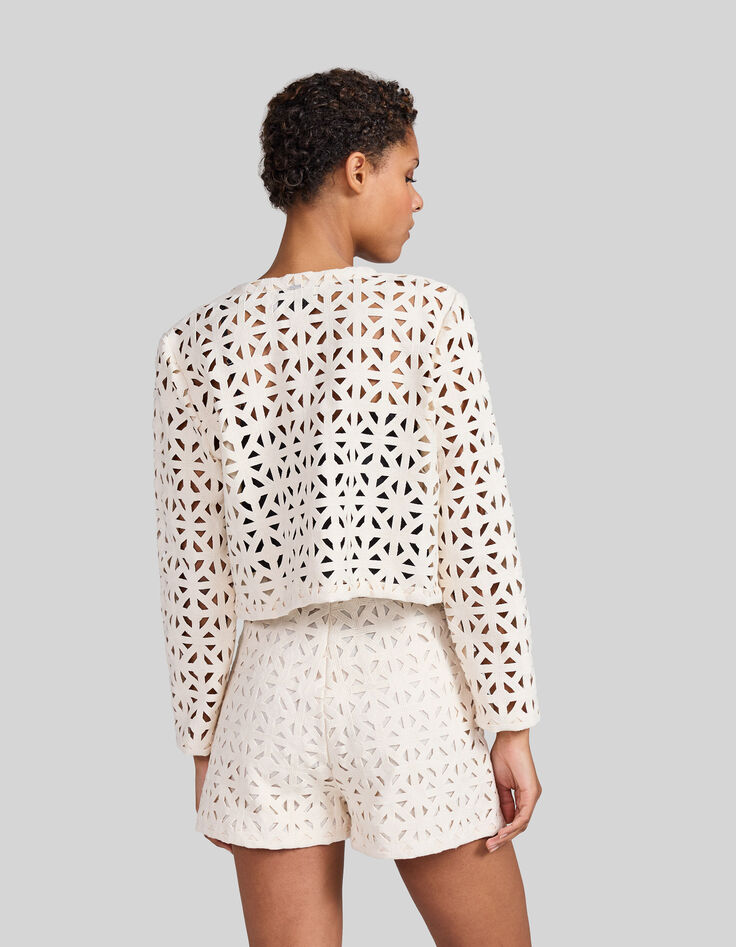 Women’s ecru macramé graphic jacket-3