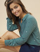 I.Code duck green silk shirt with heart print -1