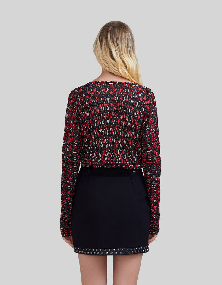 Pull noir tricot fin imprimé ikat Femme-2 Pull noir tricot fin imprimé ikat Femme-2