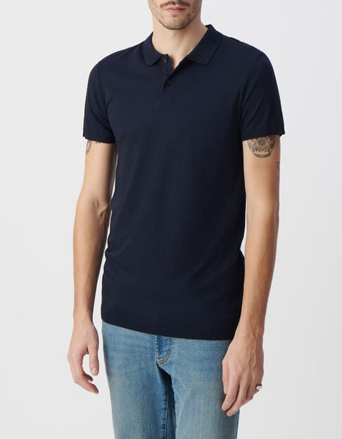 Marineblaues Herrenpoloshirt aus Baumwollmodal - IKKS