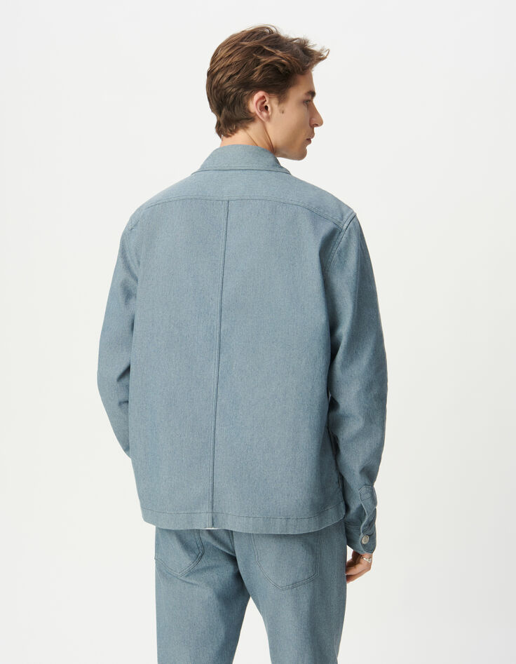 Blaue Herren-Jeansjacke im Workerstil-4