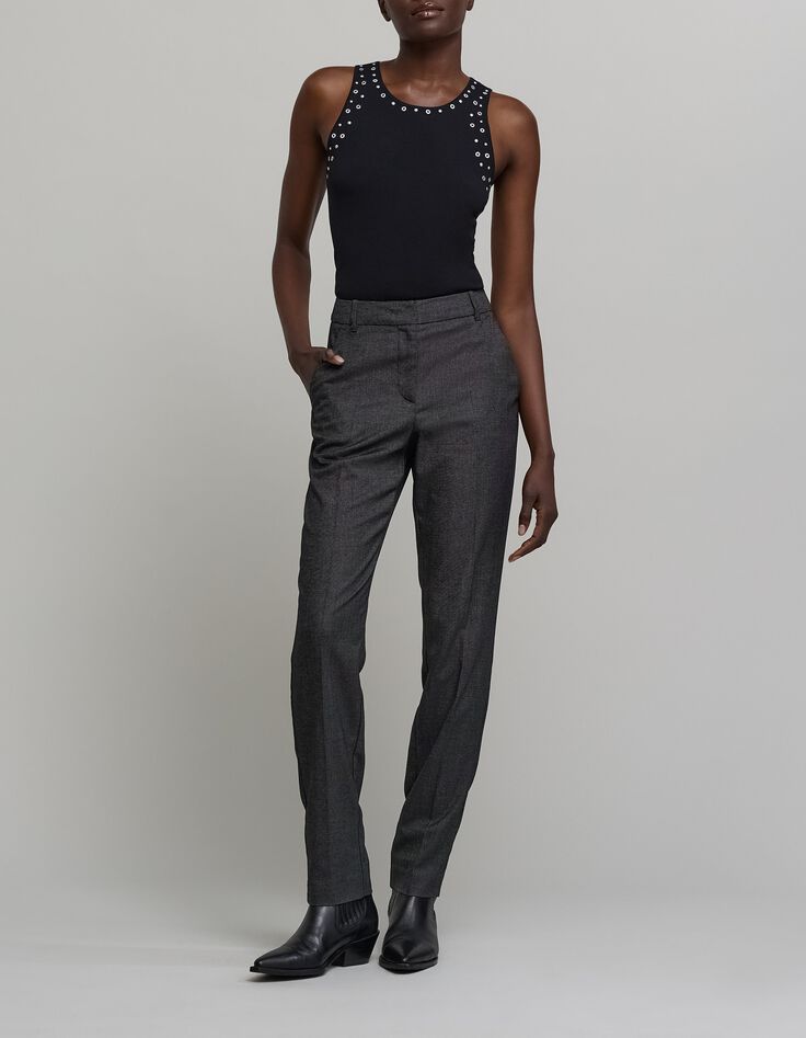 Pantalón recto de mujer con estampado de caviar-5